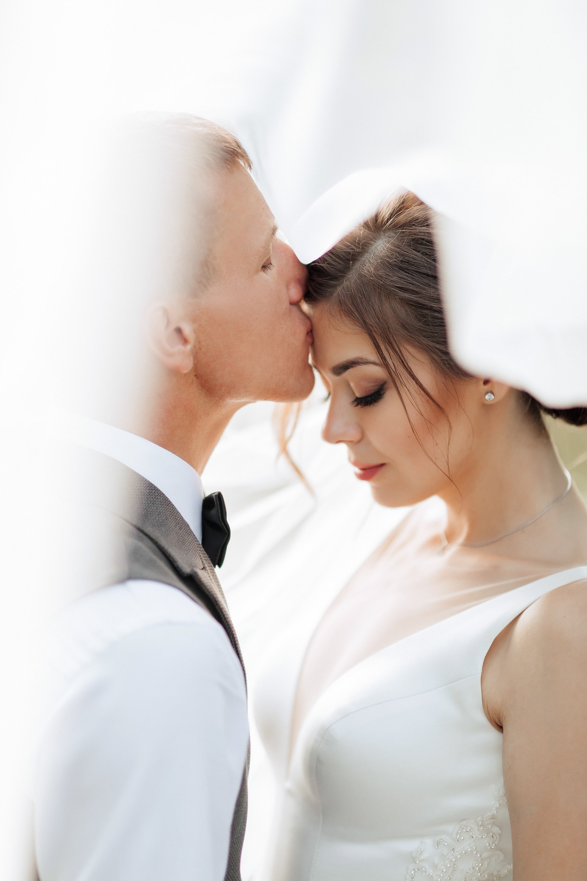 Romantic couple wedding portrait