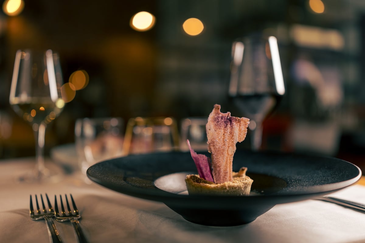 Close up on gourmet italian food on a restaurant table