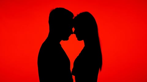 Film red backdrop couple