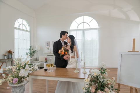 Wedding couple first look
