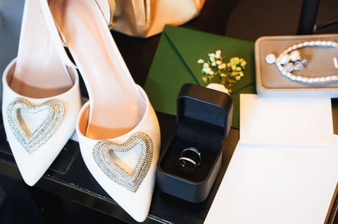 Bridal shoes and ring