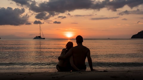 Film beach couple